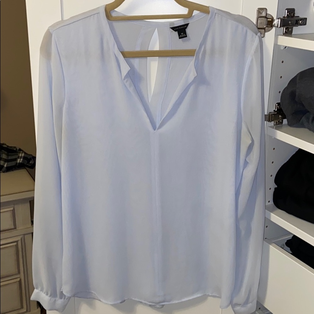 Ann Taylor Blue long Sleeved Blouse Size M